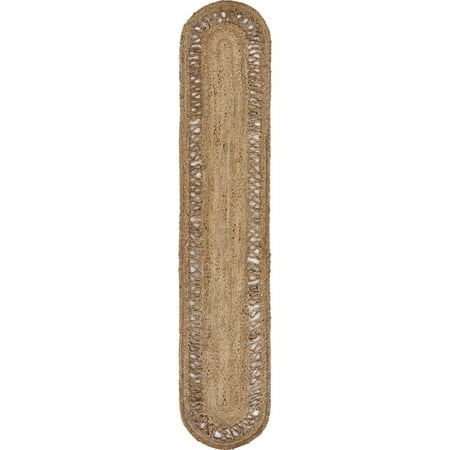Woven Paths Ollie Jute Table Runner, Natural Solid 6’8” Length
