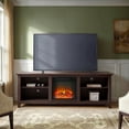 thumbnail image 1 of Walker Edison Open Storage Fireplace TV Stand for TVs Up to 80", Espresso, 1 of 13
