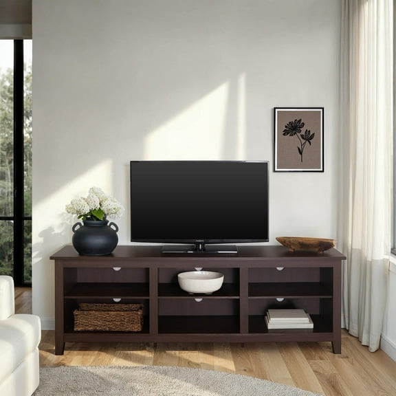 Woven Paths Open Storage TV Stand for TVs up to 80", Espresso