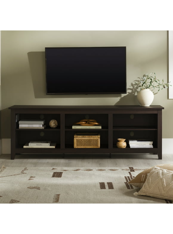 Woven Paths Open Storage TV Stand for TVs up to 80", Espresso