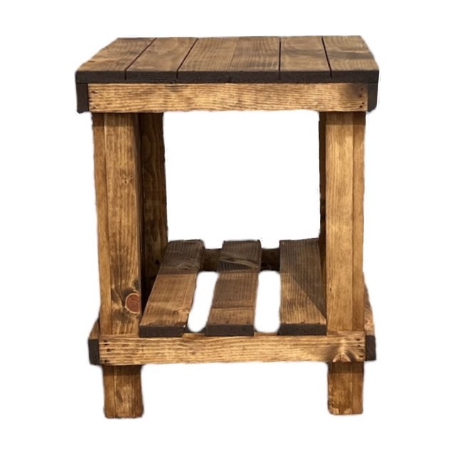Woven Paths Pine Wood Farmhouse Living Room End Table with Storage