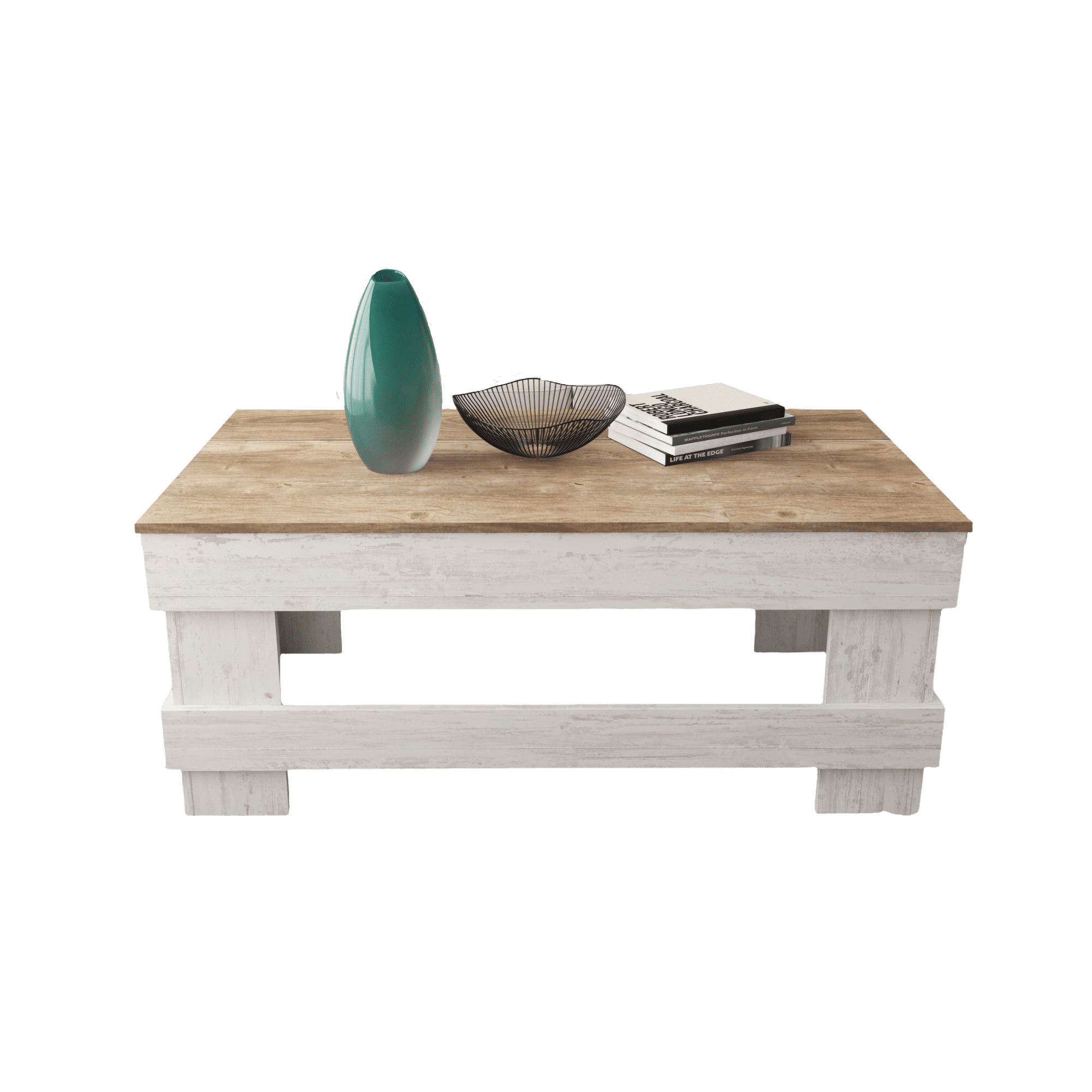 Woven Paths Reclaimed Wood Coffee Table, Natural/White