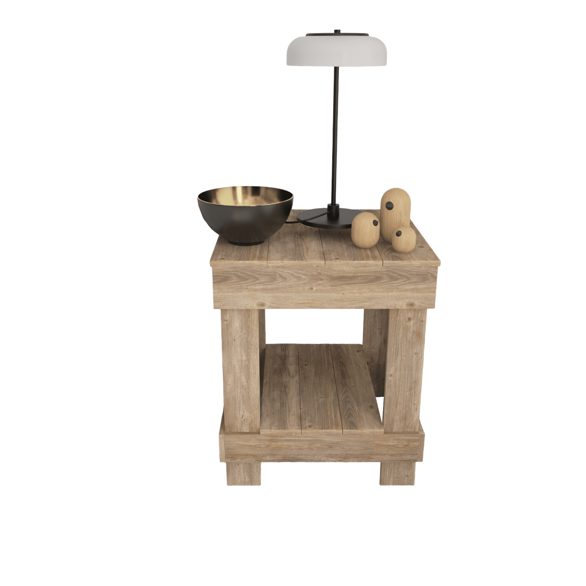 Woven Paths Reclaimed Wood Farmhouse Rustic Square End Table, Natual