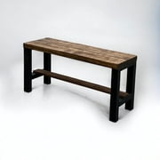 Woven Paths Rustic Bella Solid Wood Entryway Accent Bench, Dark Brown and Black