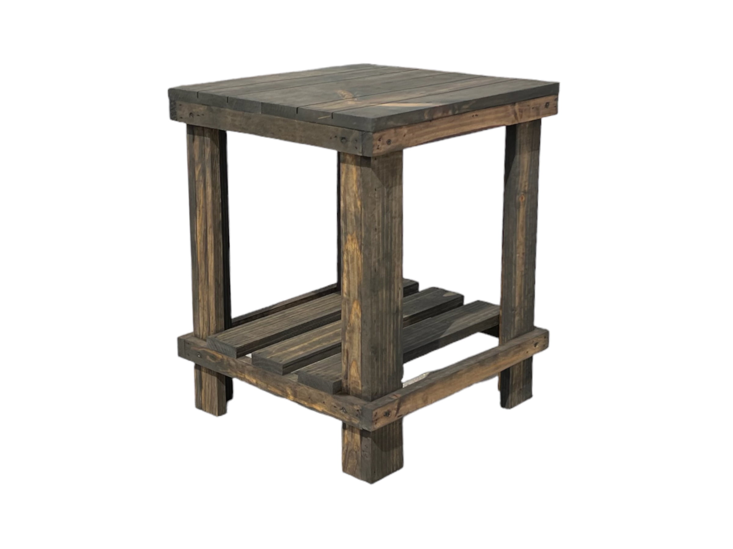 Woven Paths Rustic Solid Wood Living Room End Table, Dark Walnut