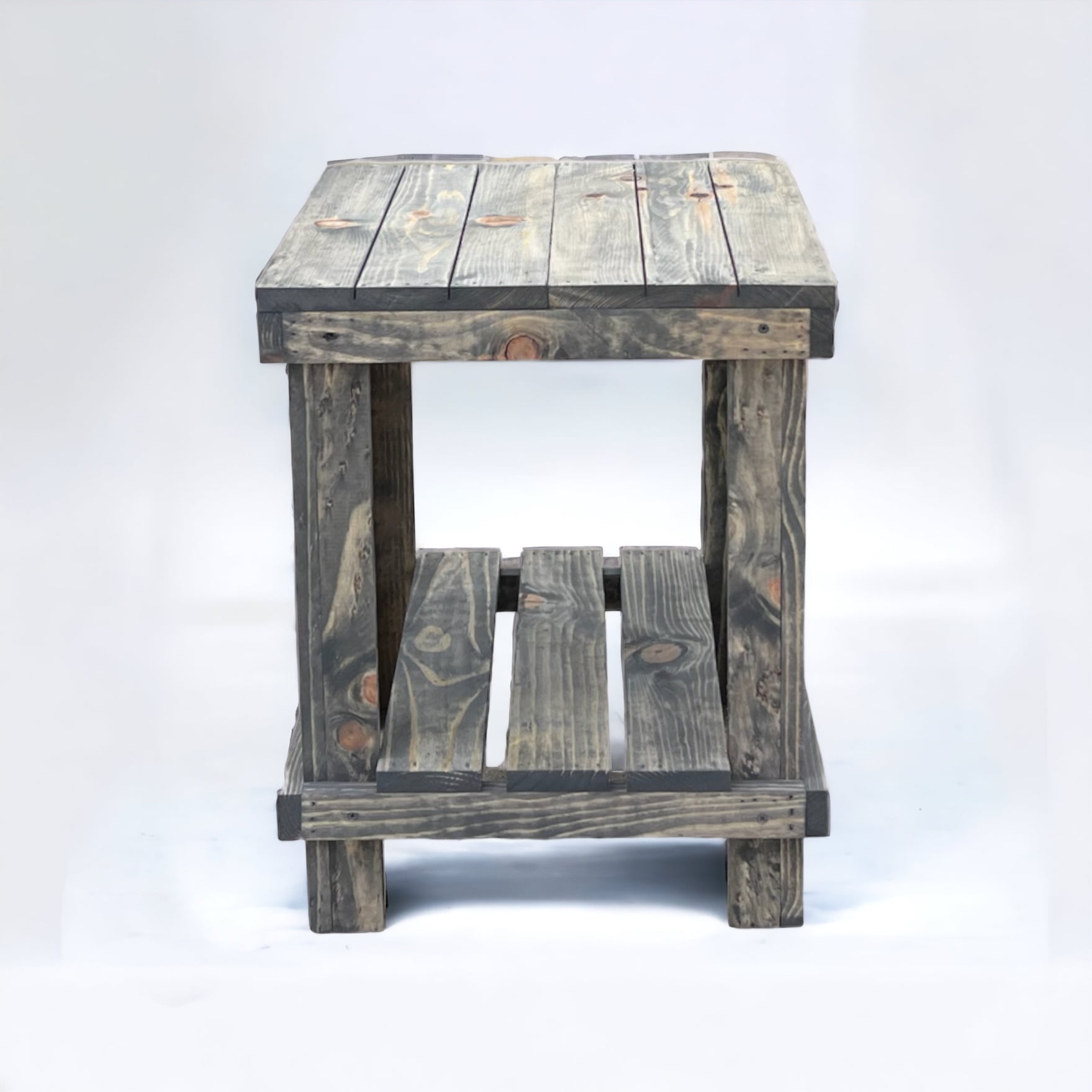 Woven Paths Rustic Solid Wood Living Room End Table, Gray