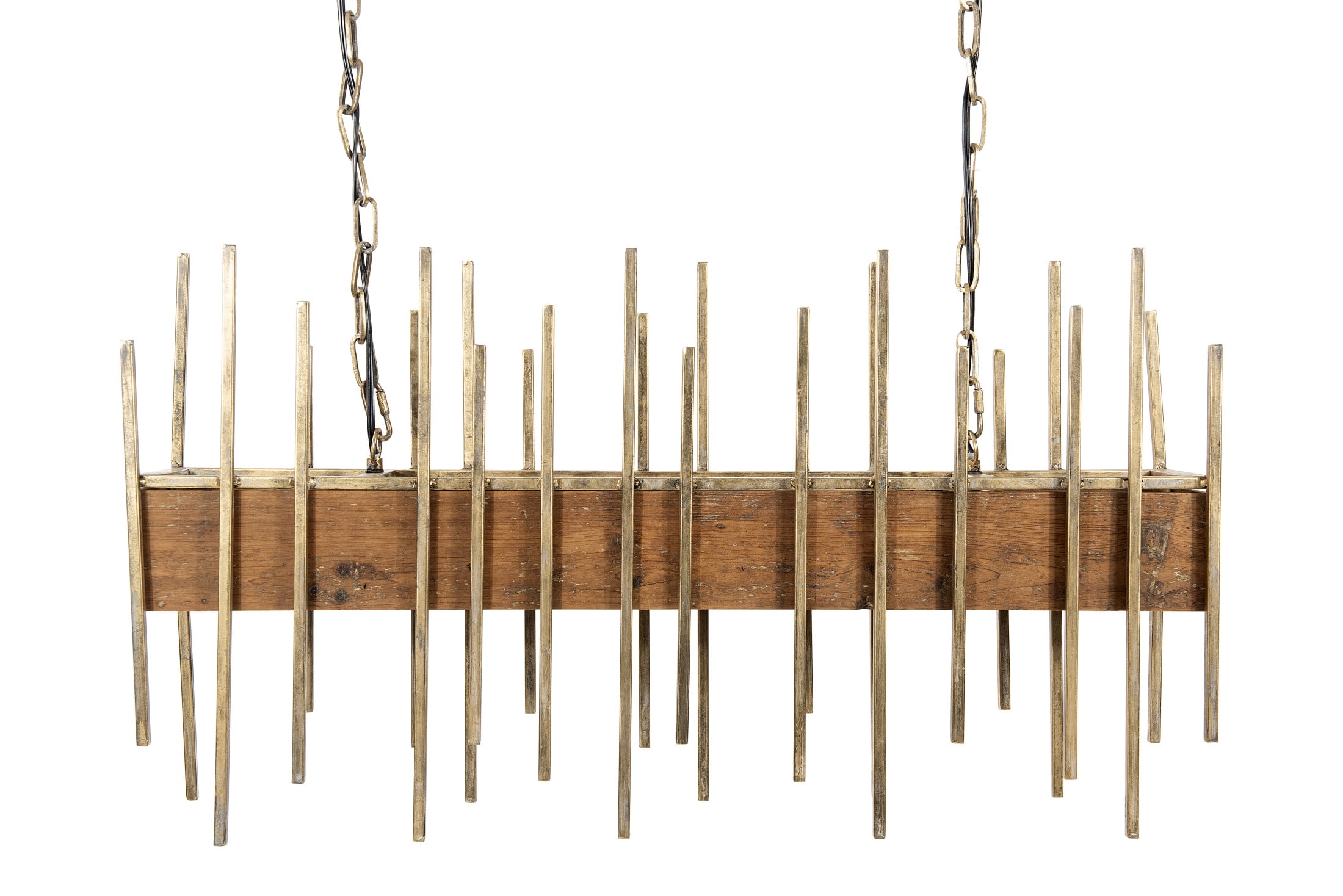 Rustic Wood and Brass Rectangle Pendant Light