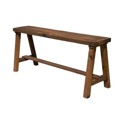 Woven Paths Simple Farmhouse Pine Wood Bench, Large Light Brown