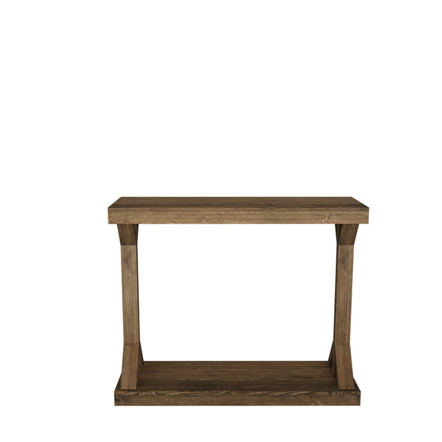 Woven Paths Small Rustic Barb Pedestal Entryway Console Table, Brown