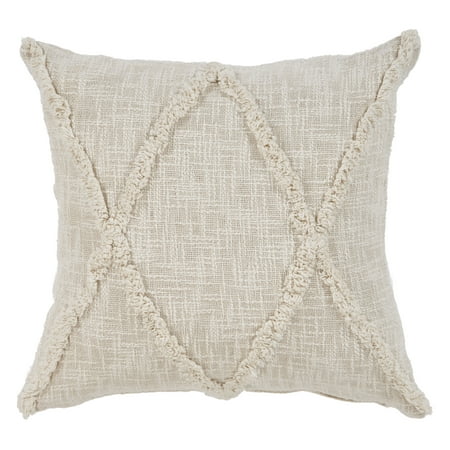 Woven Paths Solid Decorative Diamond Tufted Cotton Throw Pillow