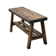 Woven Paths Solid Pine Wood Entryway Bench with Shelf, Dark Brown 20.5 in H x 14 in D x 35.5 in W