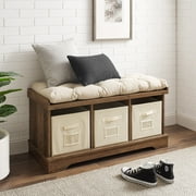 Woven Paths Storage & Tufted Bench, Barnwood