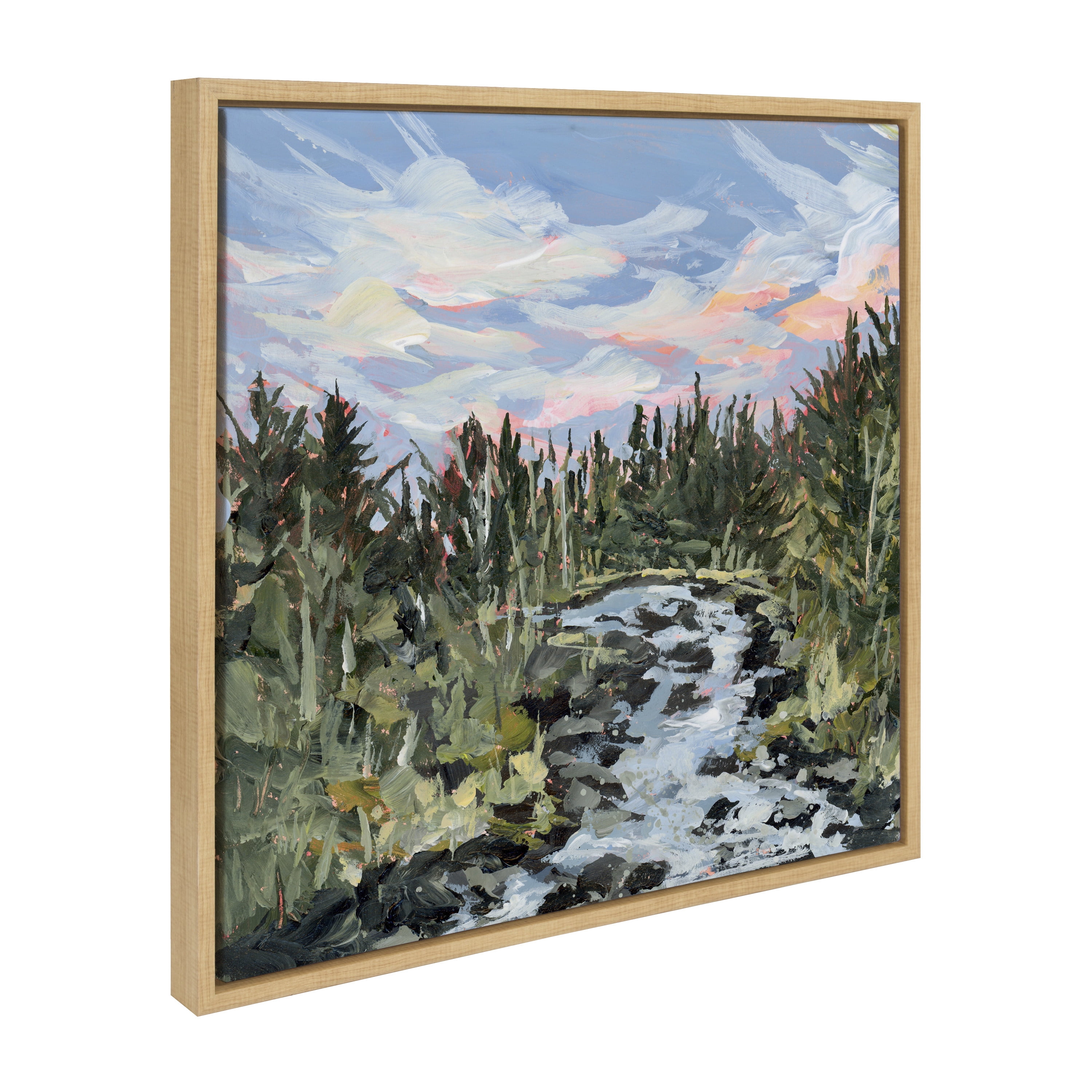 Woven Paths Sylvie Minnesota Framed Canvas Wall Art by Emily Kenney, 22x22 Natural, Painterly Nature Landscape Art