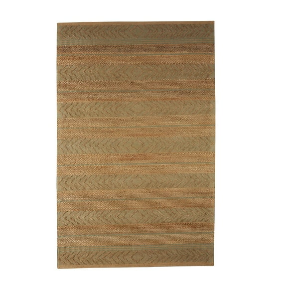 Woven Paths Tan and Seafoam Geometric Farmhouse Organic Jute Indoor Area Rug