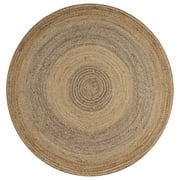Woven Paths Two Toned Natural Jute Area Rug, 4' Round, Natural