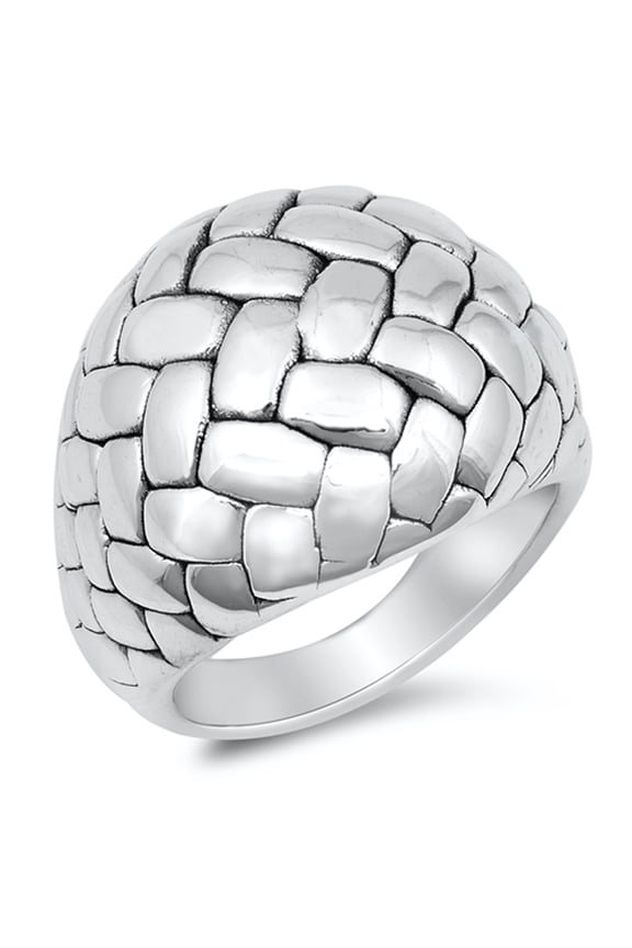 Woven Pebble Texture Chunky Modern Wholesale Ring .925 Sterling Silver Band Jewelry Female Size 11