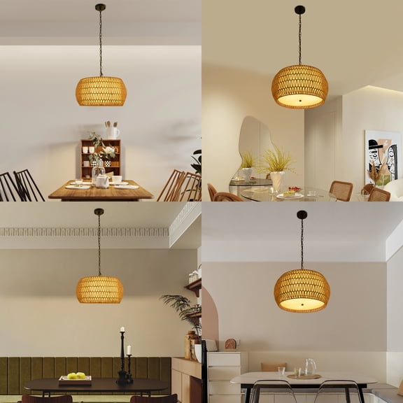 Woven Pendant Light Fixture, LightFixturesCeilingMount,Pendant Light Linen Color for Dining Rooms