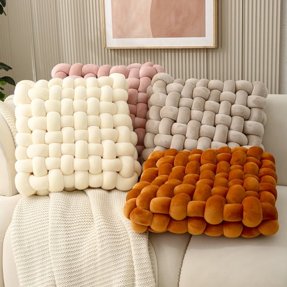 Woven Pillow Square Plush Home Pillow Sofa Cushion Decorative Window Cushion