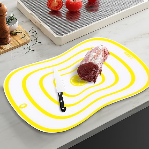 Woven Place Mats, Wooden Dining Table Mats, Flexible Non- PP Cutting Board Mat, Color-Coded Kitchen Chopping Mat(Yellow)