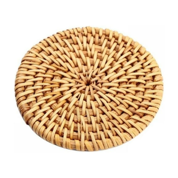 Woven Placemats, Natural Weave Placemat Round Braided Rattan Tablemats Used for Kitchen Dining Table Outdoor Party Wedding Decoration
