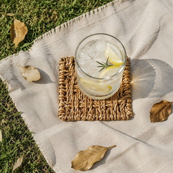 Woven Placemats,Rattan Placemats Rectangle Natural Placemats Wicker Heavy Braided Straw Placemat Farmhouse Square Plates Place mats for Indoor/Outdoor Patio Table