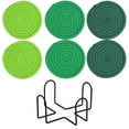 thumbnail image 1 of Woven Placemats Set of 6, Heat Resistant Table Mats, Non Slip Cotton Kitchen Placemats, Washable Round Braided Placemats for Dining Table with Storage Rack, 1 of 7