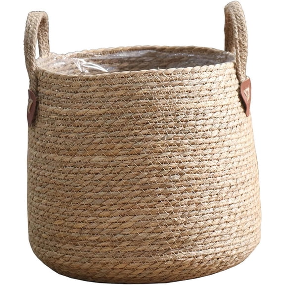 Woven Plant Basket Decorative Storage Basket Organizer Large Capacity Plant Pot Plant Container for Lawn Home Office Picnic, S