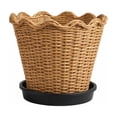 thumbnail image 1 of Woven Plant Basket Rattan Planter Cover Wicker Flower Pot,Handmade Scalloped Rim Straw Container for Potted Greenery,Rustic Boho Desktop Floor Holder Bin for Living Room Home Decor, 1 of 6