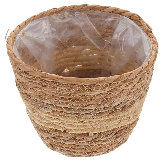 Woven Planter Outdoor Trash Can Small Straw Table Flower Basket Bride