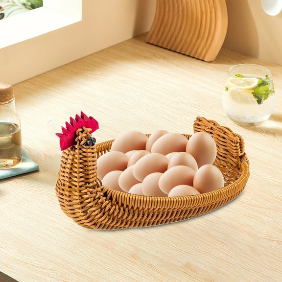 Woven Plastic Storage Basket, Multi-Function Fruit Container, Decorative Tabletop Organizer, for Snacks Berries and Home Decor Layout