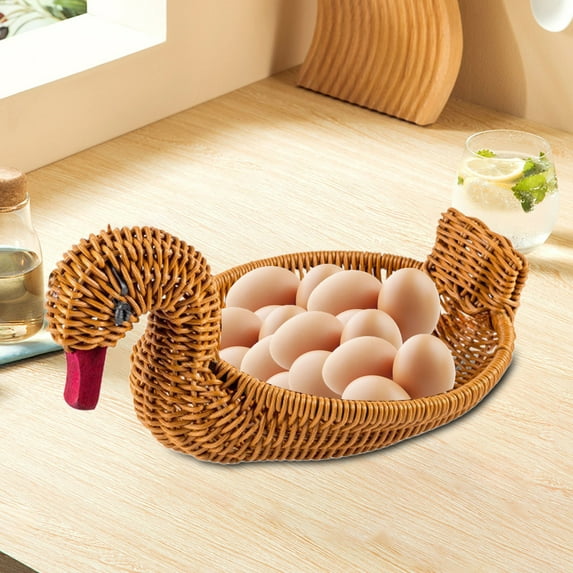 Woven Plastic Storage Basket, Multi-Function Fruit Container, Decorative Tabletop Organizer, for Snacks Berries and Home Decor Layout
