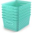 thumbnail image 1 of Woven Plastic Storage Baskets, 6 Pack White Weave Bins Organizer, 10.1" x 7.55" x 4.1", 1 of 10