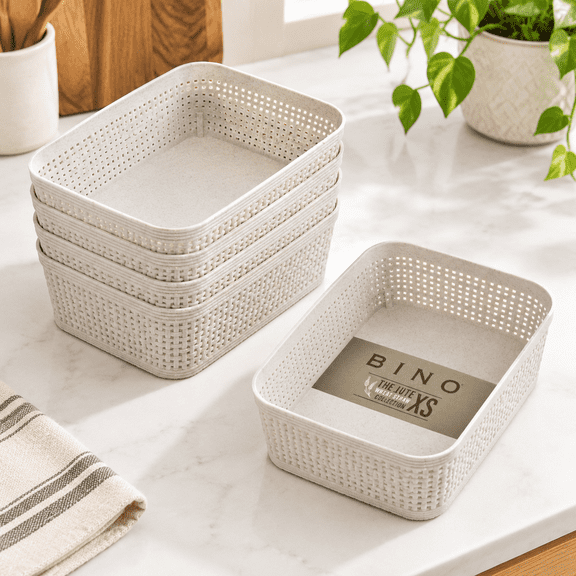Woven Plastic Storage Baskets, X-Small 5-Pack, Home Organization Space-Saving Bins