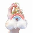 thumbnail image 1 of Woven Plush Pendant Rainbow Cloud Hairball Keychain Schoolbag Backpack Purse Ornament Charm Car Interior Hanging Decor, 1 of 10