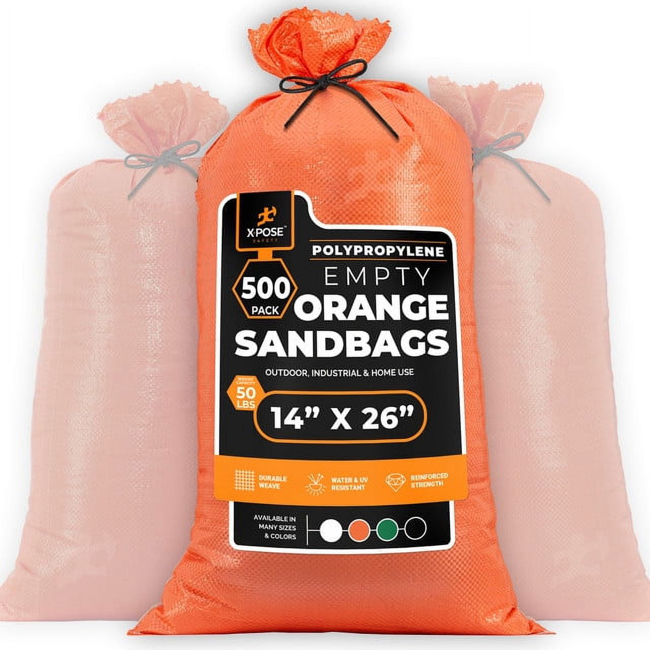 Woven Polypropylene Sand Bags For Flooding, Gravel -18" X 30 Sacks 100 Lb Weight Limit Military Grade Reusable Refillable Bag Hurricane Flood Protection Emp