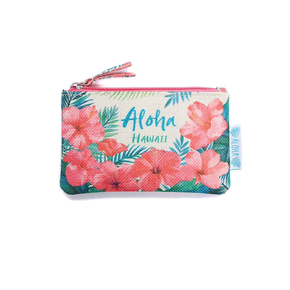 Island Crew Hawaii Small Woven Pouch Hibiscus Bloom