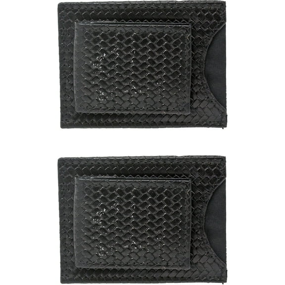 Set of 2 - Made in India Genuine Cowhide Slim Leather Wallet and Magnetic Money Clip (Black)