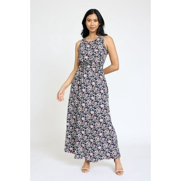 Woven Print Sleeveless Maxi Dress | 2 Colors | S-3X