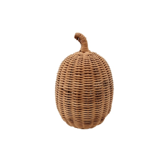 Woven Pumpkin Decoration for Halloween Fall Decor - Hand-Woven Wicker Pumpkin Tabletop Centerpiece - Rustic Rattan Harvest Pumpkin for Modern Farmhouse Autumn Kitchen Fireplace Decorative
