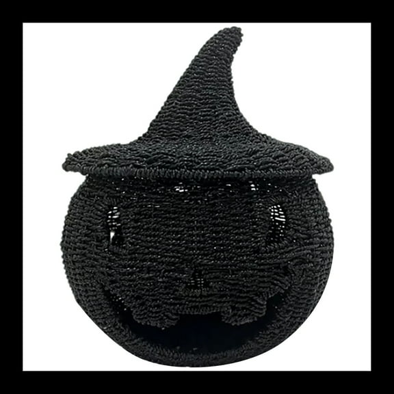 Woven Pumpkins - Happy Haunting Seagrass & Metal Pumpkin,9.84in Halloween Pumpkin Decorations Indoor Outdoor- 2025 NEW Pumpkin Witch Light