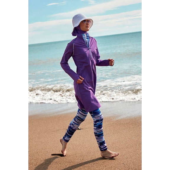 Woven Purple Burkini Modest Swimwear M2492