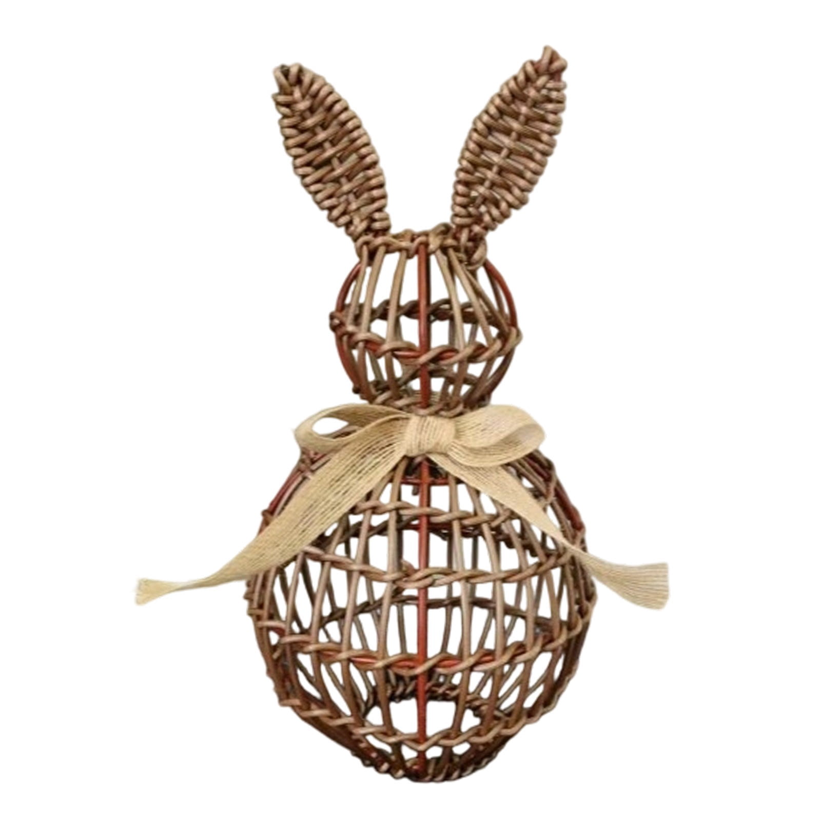 Woven Rabbit Sculpture with Bow Rattan Bunny Figurine Easter Table ...