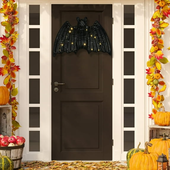 Woven Rattan Bat Wall Hanging Halloween Decor,3D Handcrafted Black Rope Bats,Black Woven Bats for Hanging in The Tree,Porch,Yard,Lawn,Indoor,Outdoor,Rustic Modern Farmhouse Decor(10 x 15.3inch)