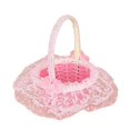thumbnail image 1 of Woven Rattan Hand Basket with Gauze Fabric,Decorative Storage Container for Flowers Candies,Rustic Home Organizer, 1 of 6