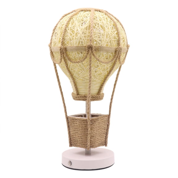 Woven Rattan Hot Air Balloon LED Table Lamp, Decorative Ambient Night Light for Bedroom Nursery Living Room Bedside Use
