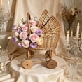 thumbnail image 1 of Woven Rattan Pram Shaped Flower Basket, Cute Rural Decor with Wheels and Handle for Weddings, Parties, and Candy Display, 1 of 5