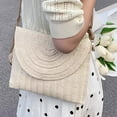 thumbnail image 1 of Woven Rattan Rectangular Shoulder Bag, Boho Chic Striped Straw Crossbody Purse for Women, Summer Beach Casual Vacation Handbag, Boho Style Tote for Holiday, Zipper Closure, 1 of 6