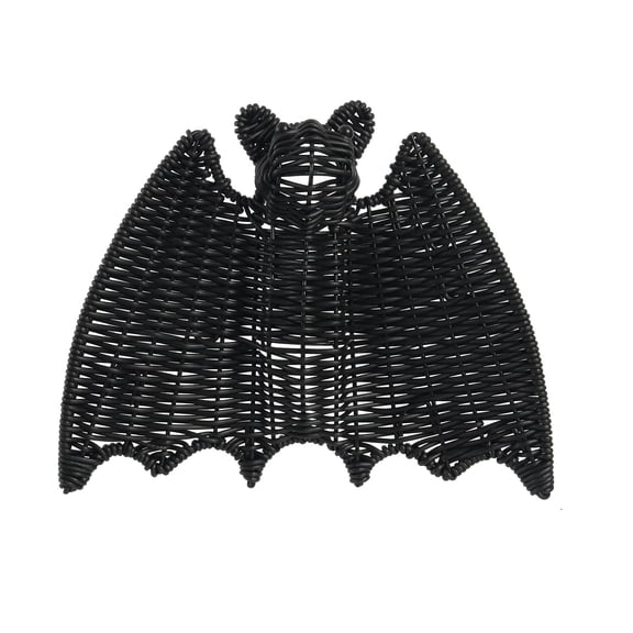Woven Rattan Rope Bat Wall Hanging Halloween Decor, 3D Scary Handcrafted Black Rope Bats, Rustic Natural Farmhouse Halloween Creepy Decorations for Home Fireplace Door