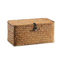 thumbnail image 1 of Woven Rattan Storage Basket with Lid - Natural Laundry Hamper,Small Rectangular Wicker Organizer Bin for Home,Bathroom,Bedroom - 9x5x3 Inches,Eco-Friendly Sea Grass Weave 23x13x8cm, 1 of 3
