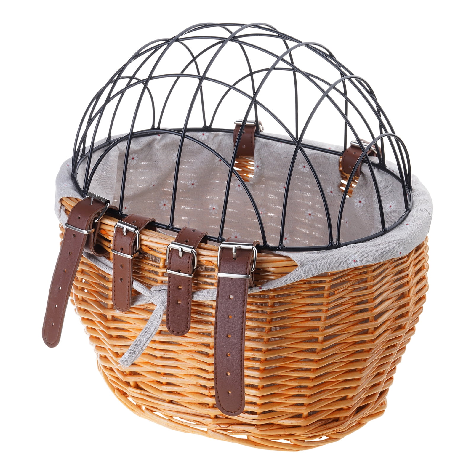 Woven Rattan Storage Bike Basket Front Bicycles Basket Rattan Basket Woven Storage Basket with Adjustable Belt
